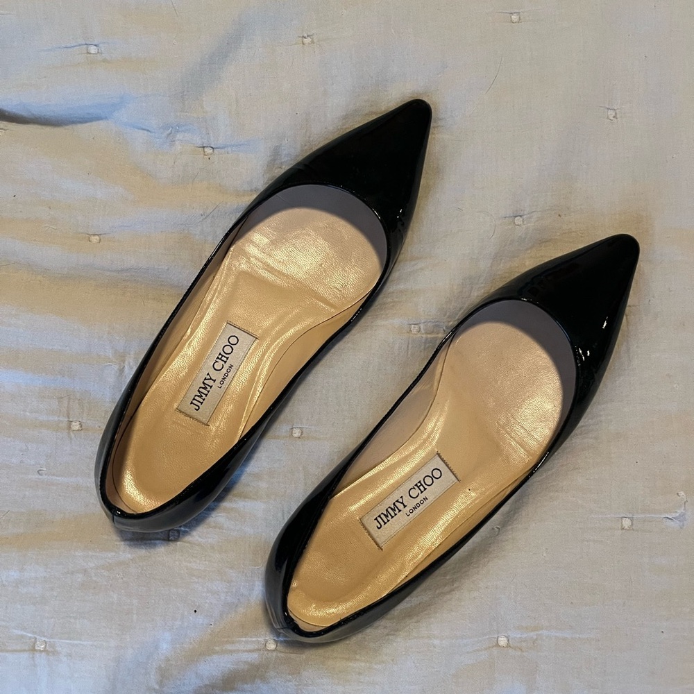 Jimmy Choo Black Flats Elegant Pointed-Toe Design